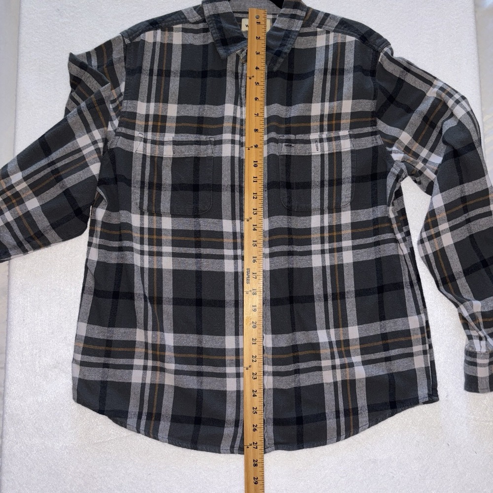 Woolrich Buffalo Plaid Flannel Shirt Men's Large Black Grey Tan - Picture 12 of 12